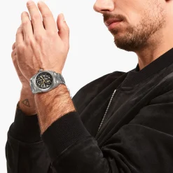 Flash Sale Automatikuhr mit 41 mm, schwarzem Zifferblatt und Akanthusmuster silberfarben Herren Uhren|Uhren